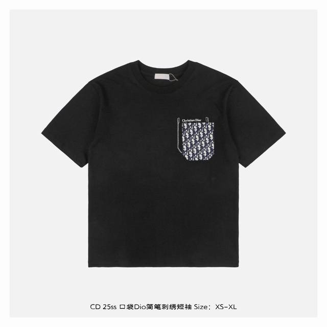 Dior 25Ss pocket Dio simple embroidery short sleeve The fabric is made of 230g c