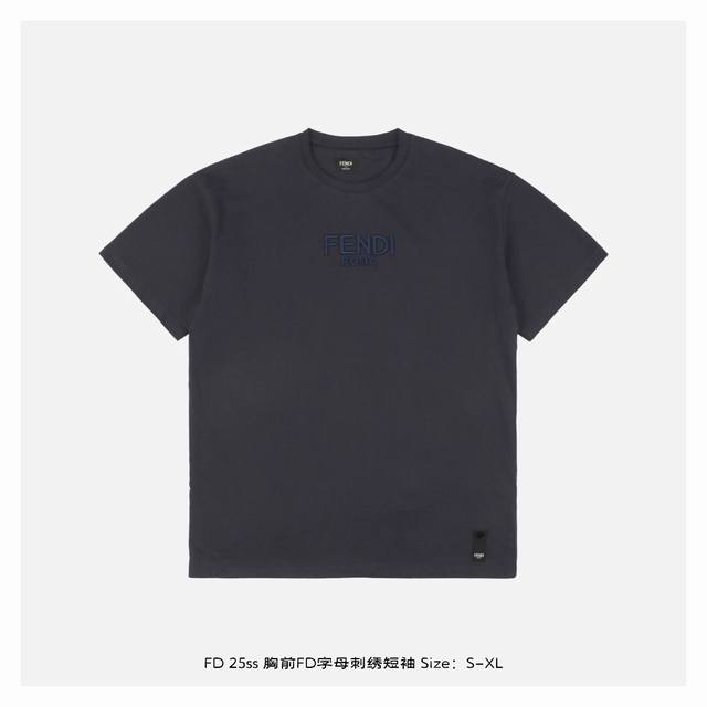 Fendi 25Ss short-sleeved shirt with Fd letters embroidered on the chest The fabr