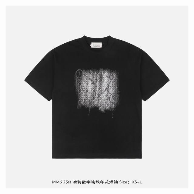 Maisonmargiela 25Ss graffiti digital line printed short-sleeves The fabric is ma