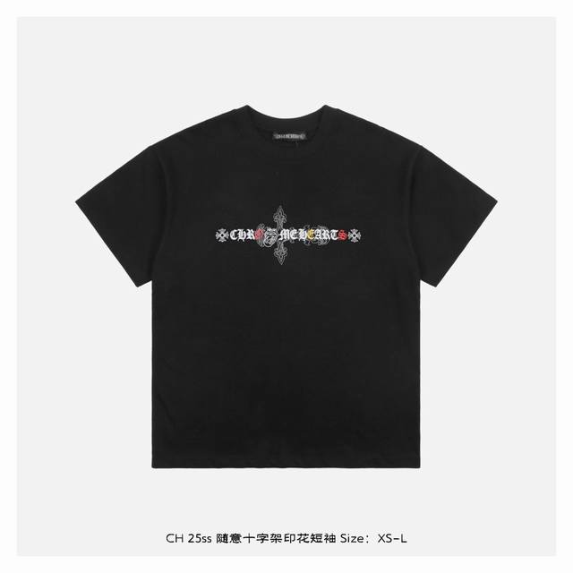 Chrome Hearts 25Ss casual cross print short sleeves The fabric is made of heavy