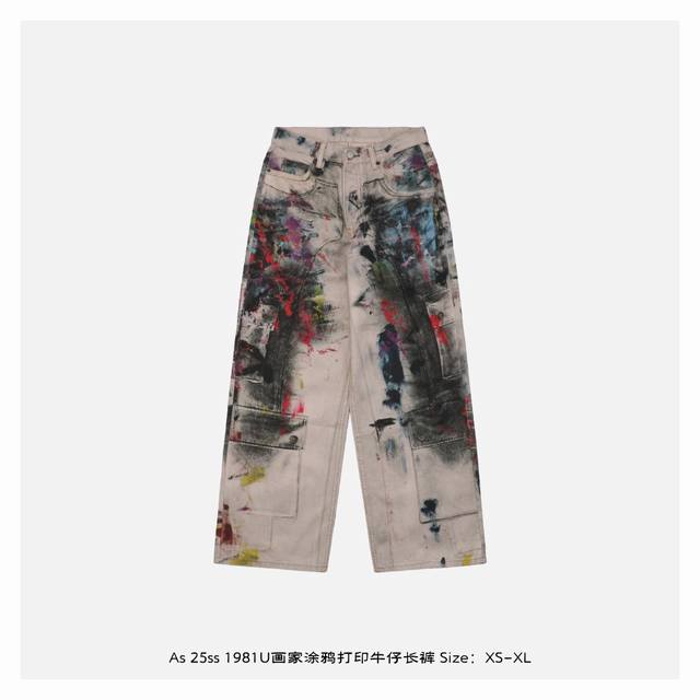 Acne Studios 25Ss 1981U Painter Graffiti Printed Denim Pants Made of imported en