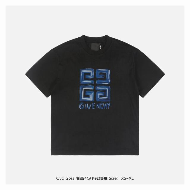 Givenchy 25Ss oil painting 4G printed short sleeves The fabric is made of 230g c