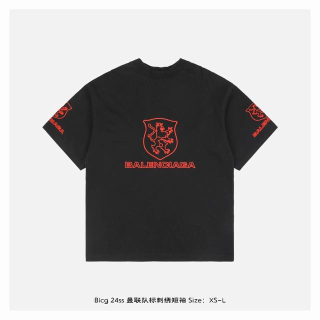Balenciaga 24Ss Manchester United logo embroidered short sleeves 16 combed siro