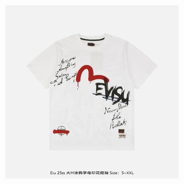Evisu Fushen 25Ss Large M Graffiti Letters Printed Short Sleeves The fabric is m