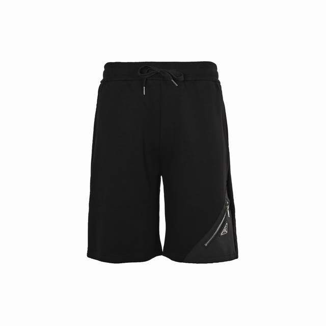 Prada 25Ss triangle logo nylon patchwork shorts with pockets Fashionable design