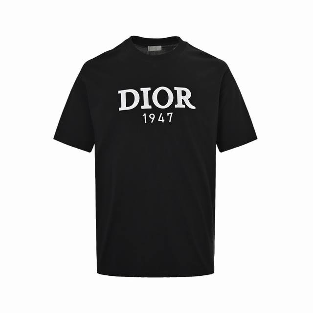 Dior 25Ss embroidered logo letter short sleeves 260g tight plain double yarn lar