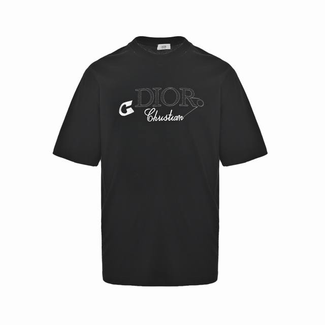 Dior Dior pin embroidered letter logo short sleeves Fabric: Custom 260G washed d