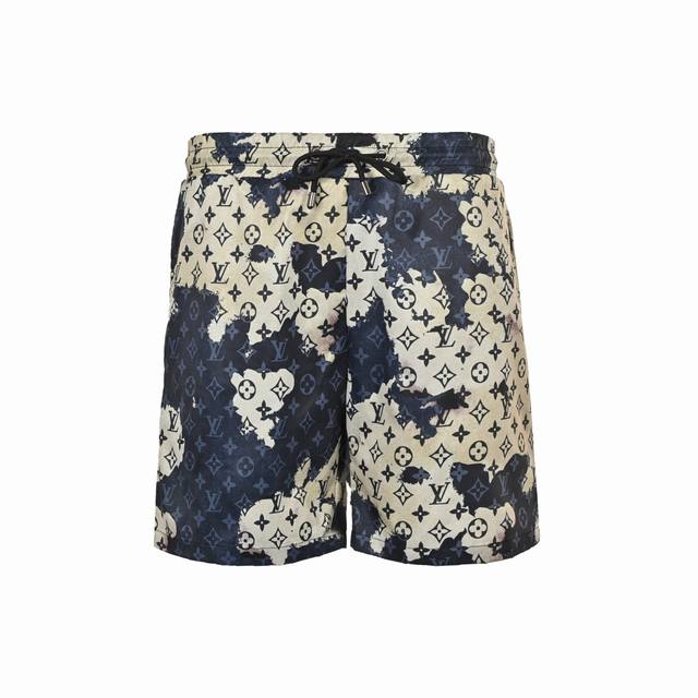 Louis Vuitton 25Ss Ink Rendering Old Flower Beach Shorts Fine craft woven fabric