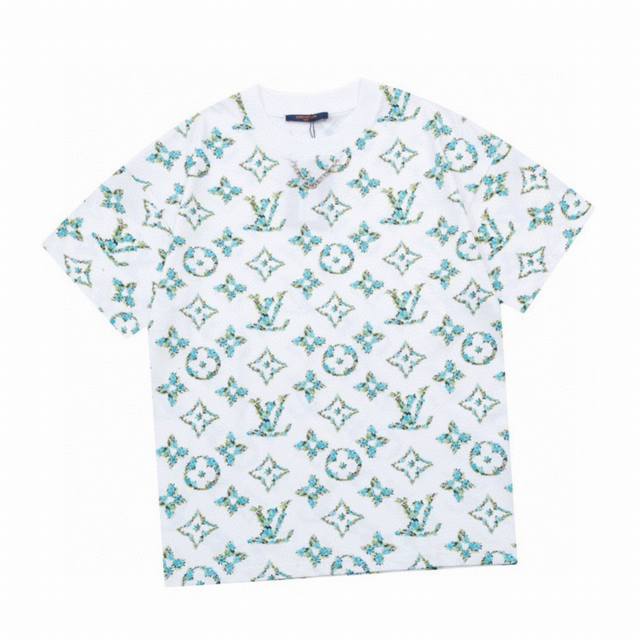 Louis Vuitton Summer new product full-print floral logo round neck short-sleeved