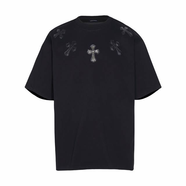 High version Chrome Hearts cross-leather embroidered short sleeves! The front an