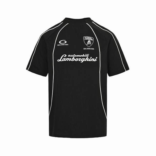 Balenciaga 25Ss Lamborghini embroidered short sleeves Using imported printing an