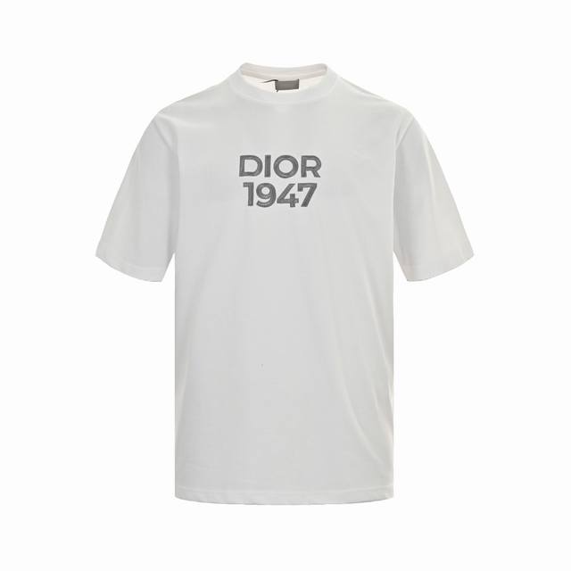 Dior 24Ss 1947 embroidered short sleeves White 260g tight plain double yarn larg