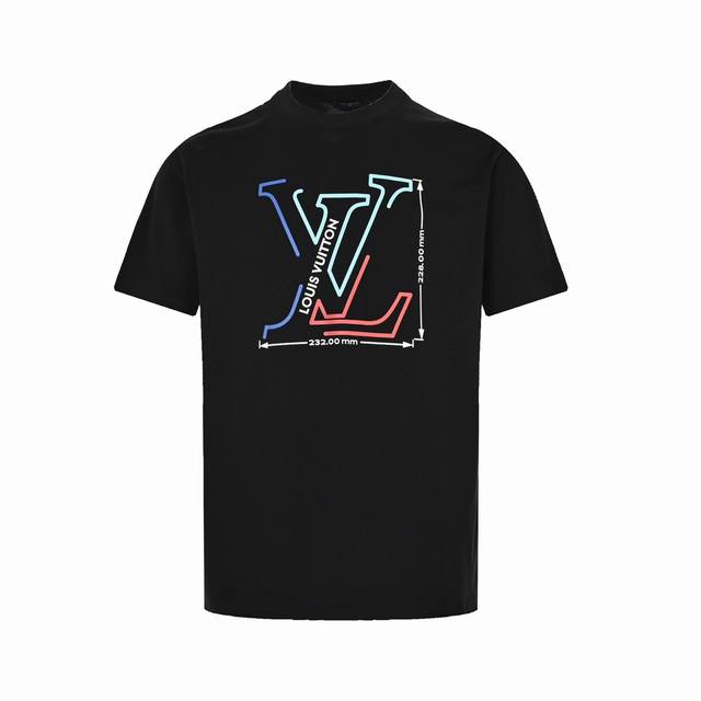 Louis Vuitton 23Ss colorful geometric letter print short sleeves The chest uses