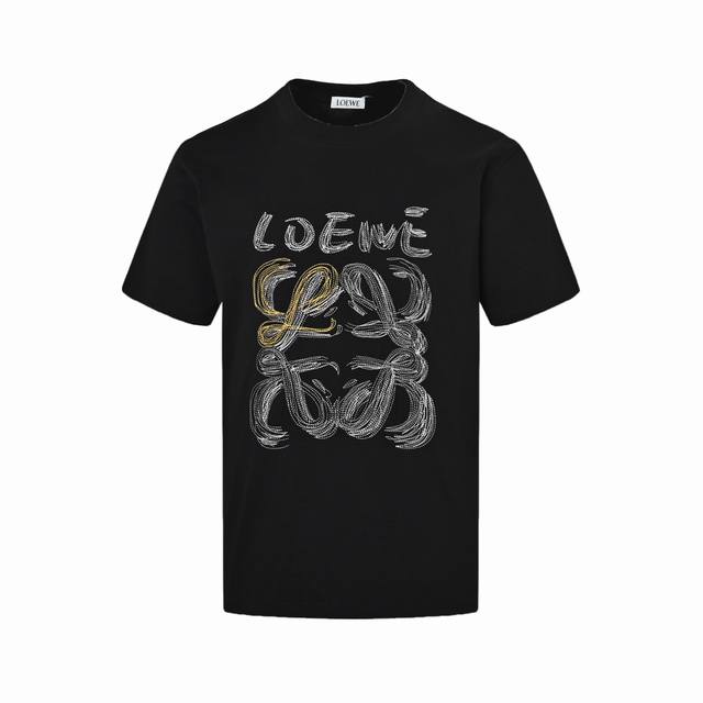 Loewe 25Ss line embroidered logo short sleeves The fabric is made of 32-count do