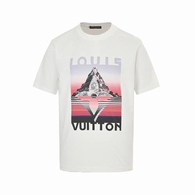 Louis Vuitton 25Ss Snow Mountain Print Short Sleeves This T-shirt is made of cot
