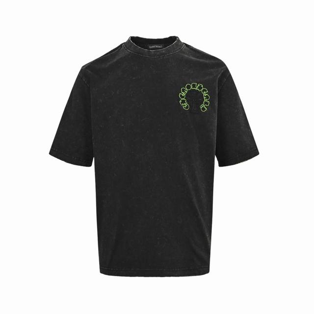 Chrome Hearts Chrome Hearts Sanskrit horseshoe cross patch washed short sleeves