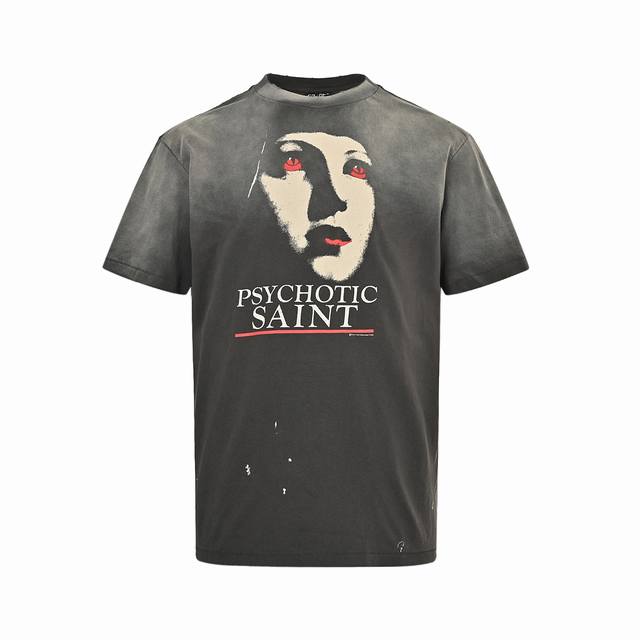 Saint Michael 25Ss dark red pupil print short sleeves The overall fabric is 100%