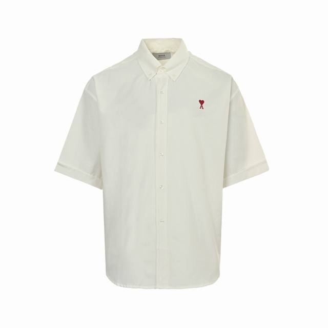 Ami small heart embroidered short-sleeved shirt Customized luxury Oxford cloth,