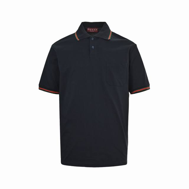 Gucci 25Ss Pocket Ribbon Logo Polo Short Sleeve Customized triangular beaded lay