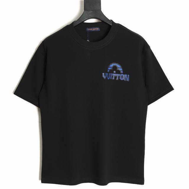 Louis Vuitton Lv 25Ss black and blue letter short-sleeved T-shirt The fabric is