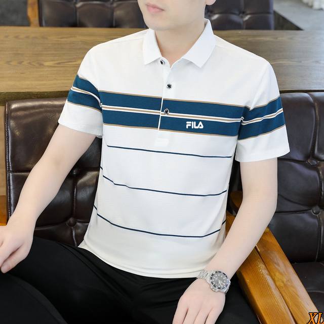 Fila exclusive real shot of the new summer high-quality striped short-sleeved T-