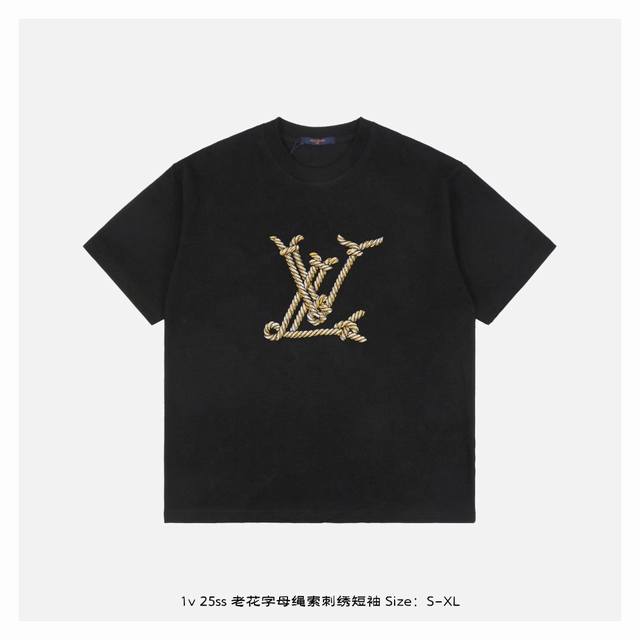 Lv 25Ss Short-sleeved shirt with monogram and rope embroidery The fabric is made