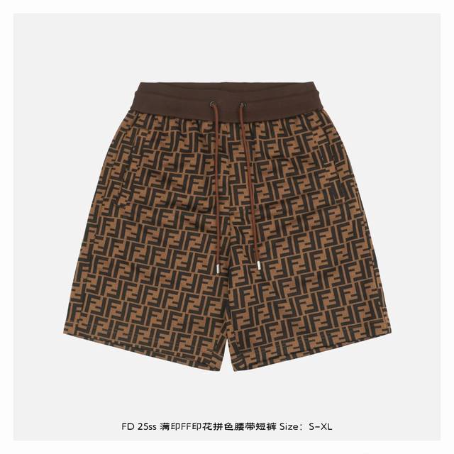 Fendi 25Ss full print Ff print color matching belt shorts Inspired by the retro