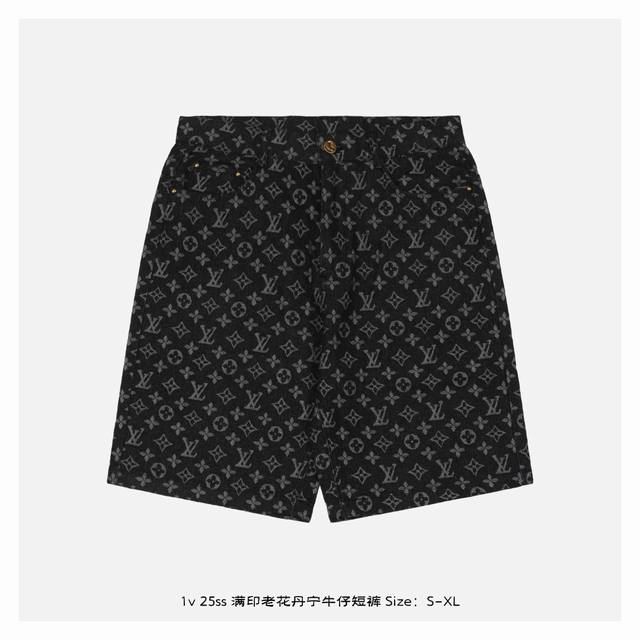 Lv 25Ss full print old flower denim shorts Inspired by the retro style of the 19