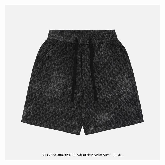 Dior 25Ss full print distressed Dio letter denim shorts Inspired by the retro st