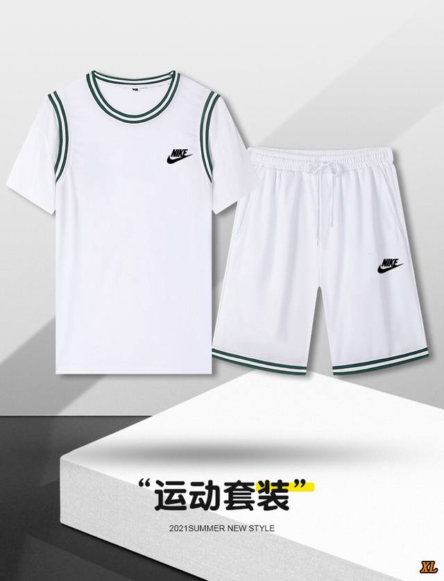 Nike exclusive real shot of the new summer high-quality fake two-piece short-sle