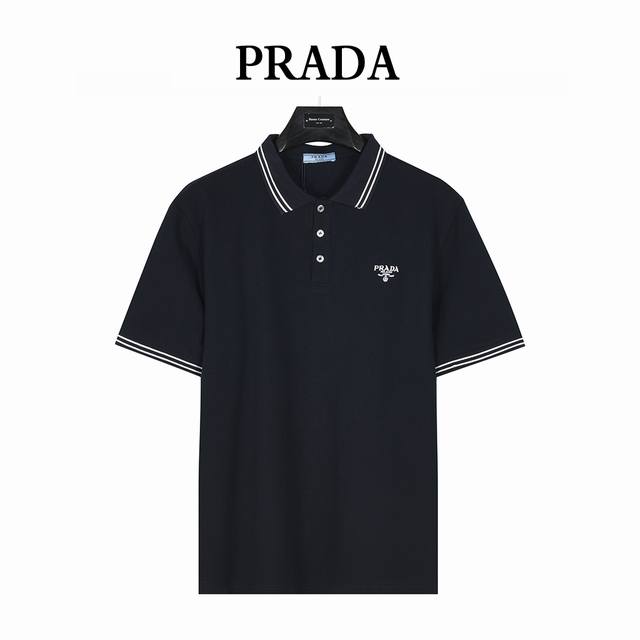 Prada 25Ss Logo Embroidered Short Sleeve Polo Shirt Made of imitation cotton, ne
