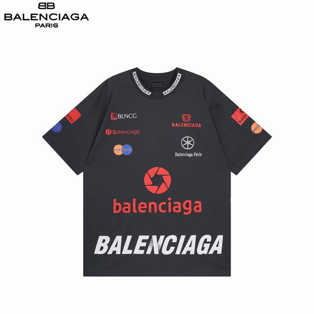 Balenciaga 25Ss multi-letter short sleeves The fabric is made of Paris Zp custom