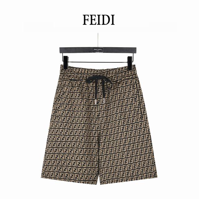 Fendi 25Ss double F full-print cotton woven shorts Imported high-count and high-