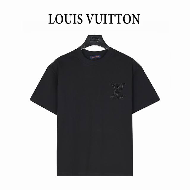 Louisvuitton 25Ss Pearl Logo Letter Hot Diamond Short Sleeve T-shirt The fabric