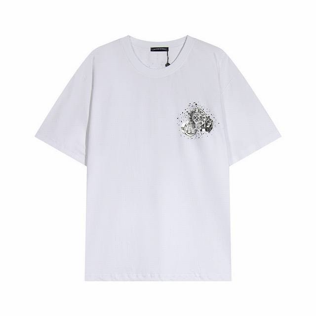 High version Chrome Hearts Sanskrit ink-splashed starry-eyed diamond short sleev