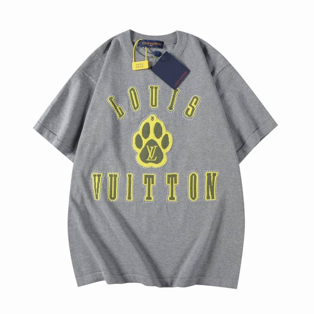Lv Ss new short-sleeved round neck sweater with hot diamond jacquard short sleev