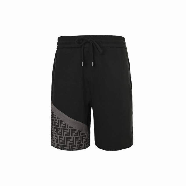 Fendi 25Ss laminated zipper pockets with double F shorts The custom fabric uses