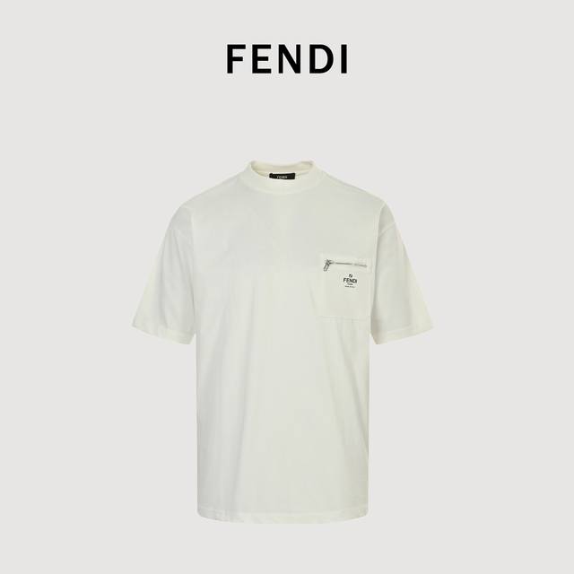 Fendi 25Ss Pocket Zipper Letter Logo Short Sleeve T-shirt Made of high-quality f