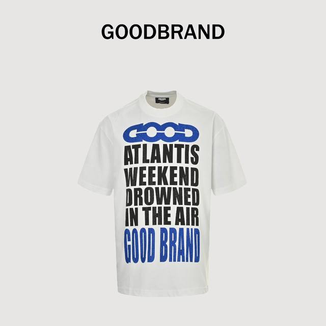 Goodbrand Ss25 hot diamond letter print logo short sleeve T-shirt Unisex 350g fa