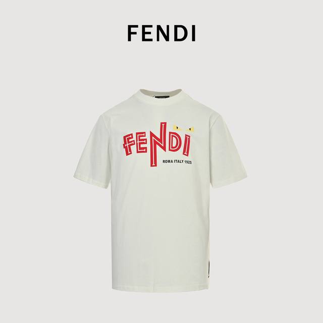 Fendi 25Ss flocked letter eye print short sleeves Super heavy suede flocking pro