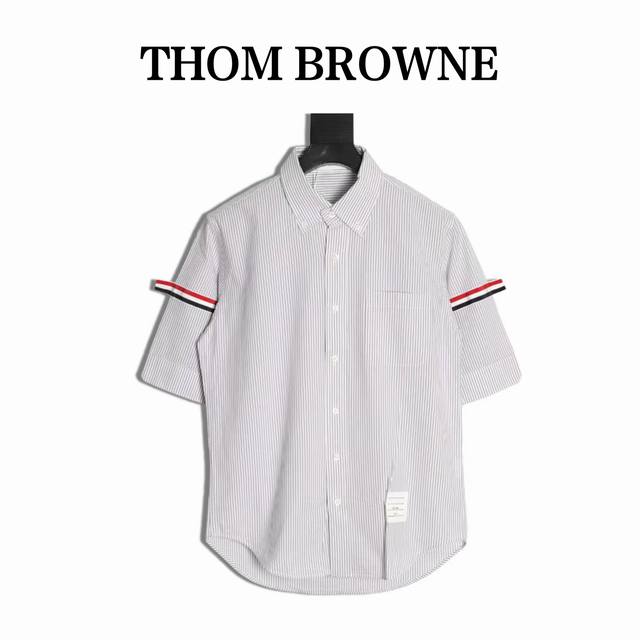 Thom Browne Tb sleeve striped short-sleeved shirt Tb Oxford short-sleeved yarn-d