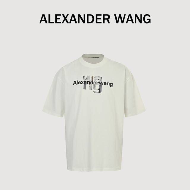 Alexander Wang 25Ss oil painting letter short sleeve T-shirt The fabric is made
