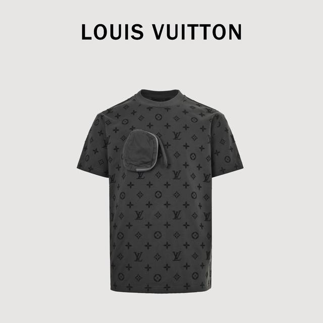 Louis Vuitton Lv Paste Pocket Flocked Short Sleeve T-shirt #Special process, do