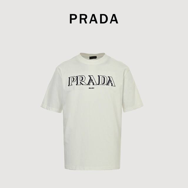 Prada 25Ss shadow letter embroidery short sleeves According to the original vers