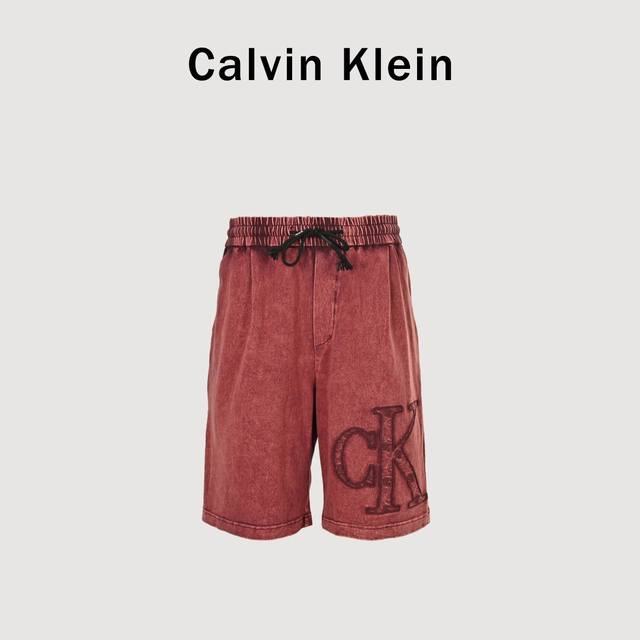 Calvin Klein Ck 25Ss embroidered large letter logo washed shorts Ck American hea