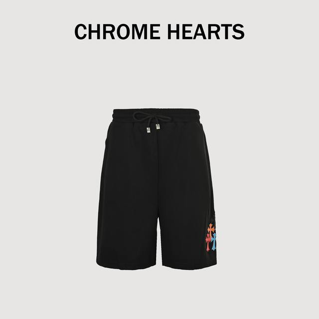 Chrome Hearts 25Ss embroidered colorful leather label cross shorts Hand-cranked