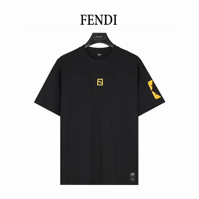 Fendi 25Ss short-sleeved T-shirt with double F embroidery on the chest and silic