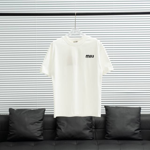 Factory P direct supply Miu MluحMiu Miu basic foam printed short-sleeved T-shirt