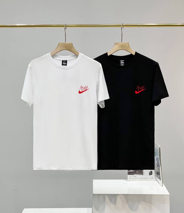 Nike's new printed round neck short-sleeved T-shirt , the same style for men and