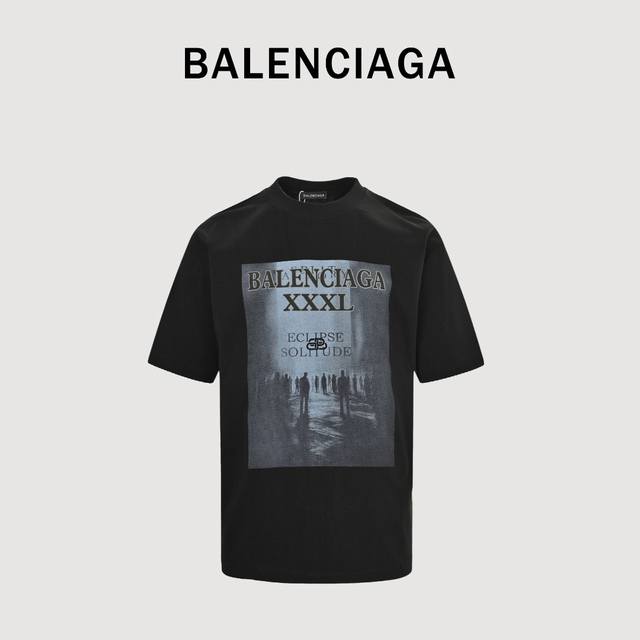Balenciaga Lock Logo Human Figure Digital Print Short Sleeve T-shirt Made of hig